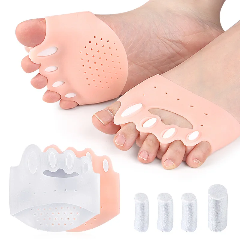 2Pcs=1Pair Silicone Toe Separator Toe Spacer Fingers Stretcher Thumb Eversion Correction Device, Forefoot Foot Pads Protector