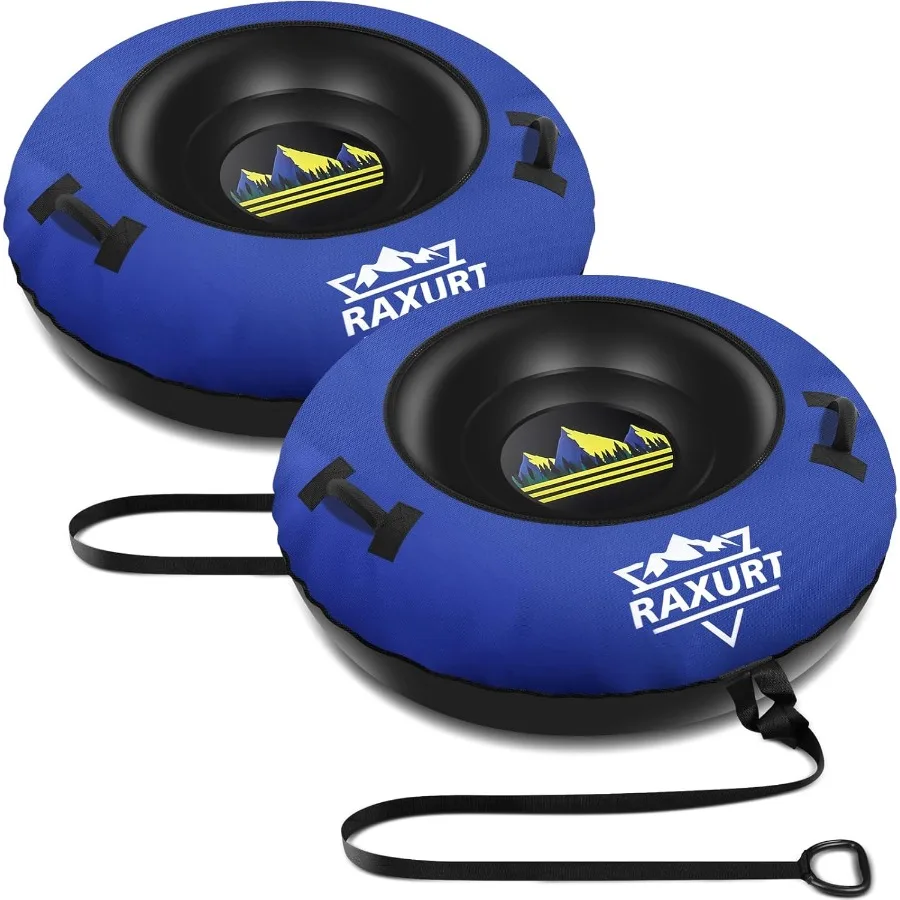 

Heavy Duty Snow Tube with Premium Canvas Cover, Inflatable Snow Sled for Kids and Adults, Thickened Bottom with Towable Pull Rin