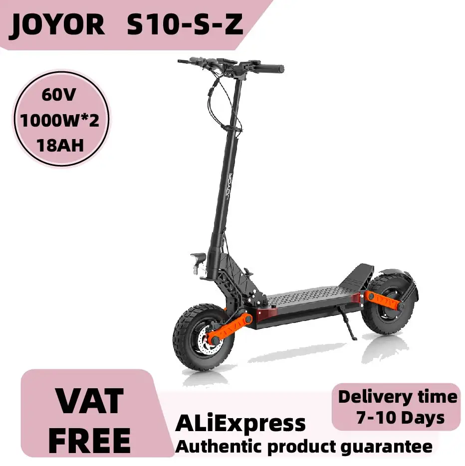 Trottinette électrique pour adultes JOYOR S10-S-Z, moteur 1000W*2, batterie 60V18AH, pneus tout-terrain de 10 pouces, trottinette électrique pliable