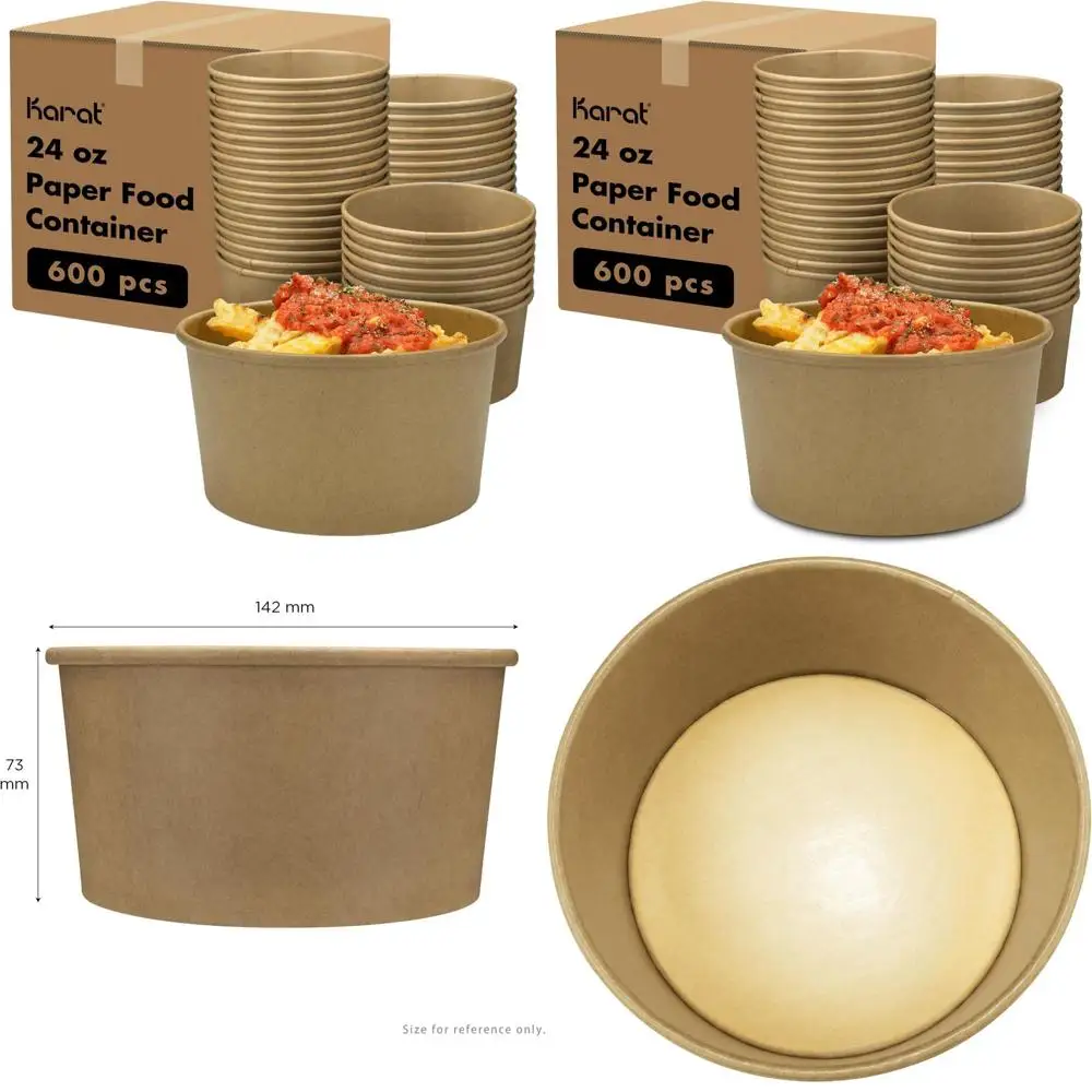 

Двухслойные бумажные контейнеры для супа с защитой от протекания - идеально подходят для горячих и холодных блюд, мороженого и салатов - упаковка