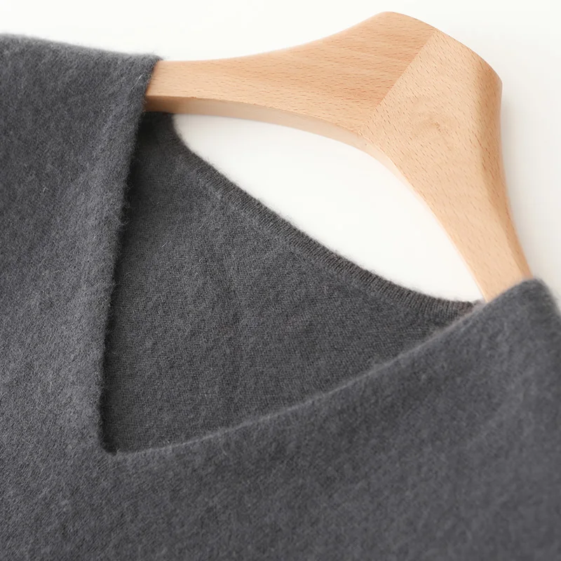 Hot Sale 100% Wool Sweater Dress for Women Winter/ Autumn V-Neck Female Solid Dresses Long Style Knit Pullover Girl Clothes
