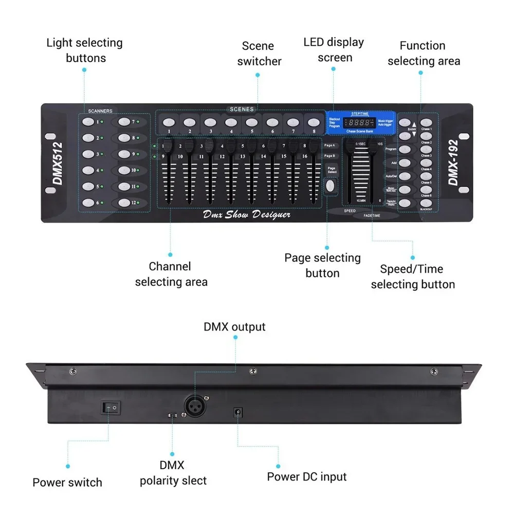 Imagem -02 - Dmx 192 Console Dmx512 Console de Iluminação de Palco para Iluminação de Palco Barra de Luz Dmx512 Par Light dj Lighting