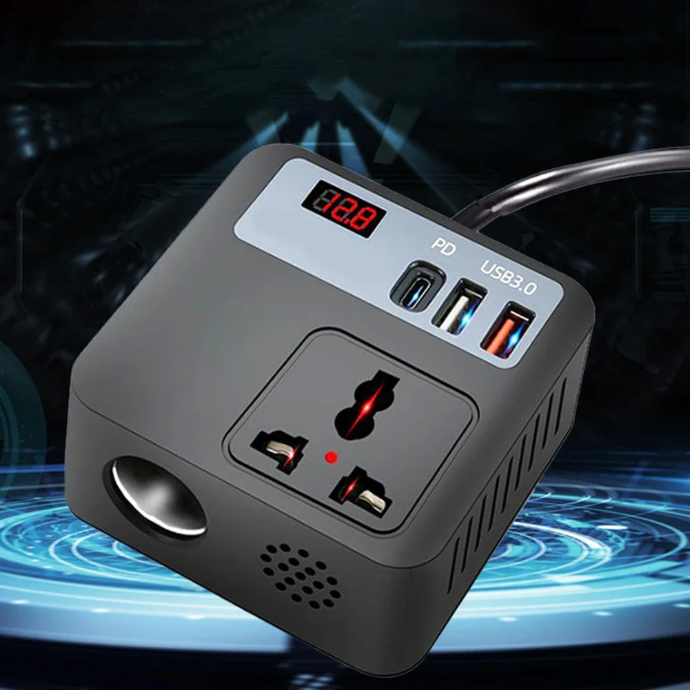 Car Device Power Inverter Voltage Converter Black Car Power Inverter Quick Installation Reliable Power Conversion
