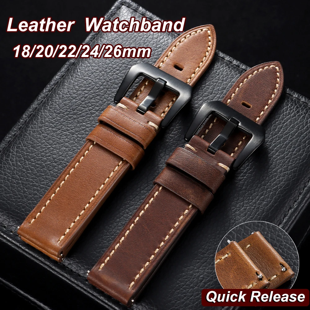 18mm 20mm 22mm 24mm 26mm Handgefertigtes Uhrenarmband aus Rindsleder, Vintage braunes Näharmband für Panerai PAM111 441 Herrenarmband