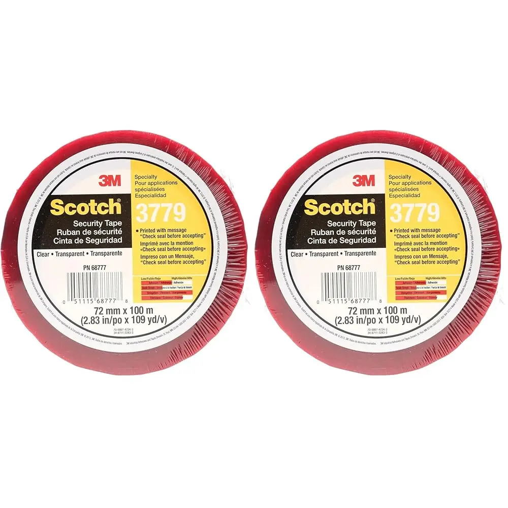 

Scotch Security Message Box Sealing Tape 3779, 72 mm x 100 m, Individually Wrapped Conveniently Packaged (Pack of 2)