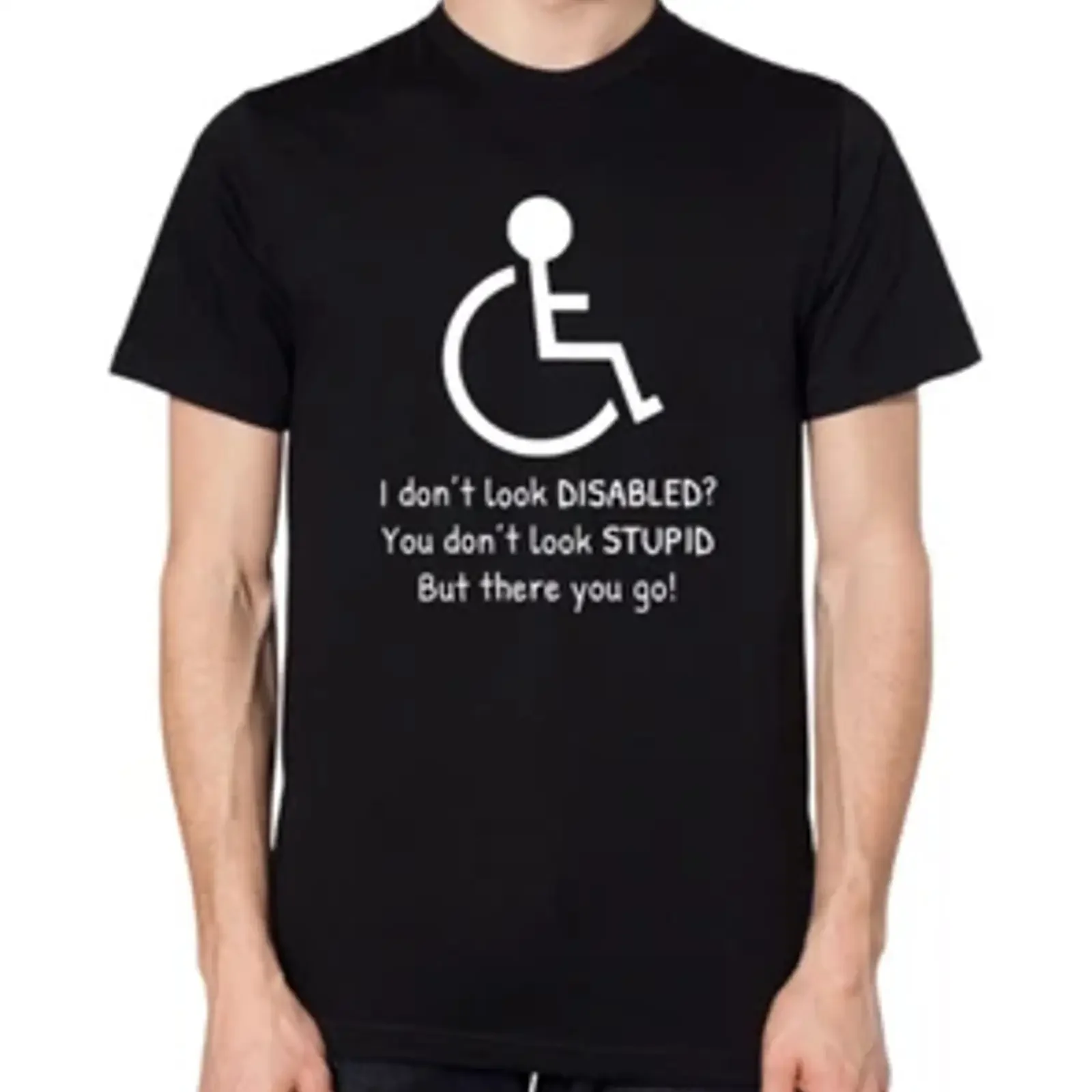 Disabled funny quote T shirt wheelchair stupid saying rude disability unisex tee vintage Washed Top For Everyday Wear Stylish