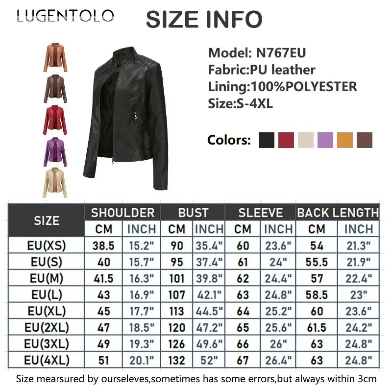 Veste en Faux cuir PU pour femmes, manteau chaud coupe-vent, mode couleur unie, col montant, Slim, fermeture éclair, Cardigan de motard disponible 4XL, 2025