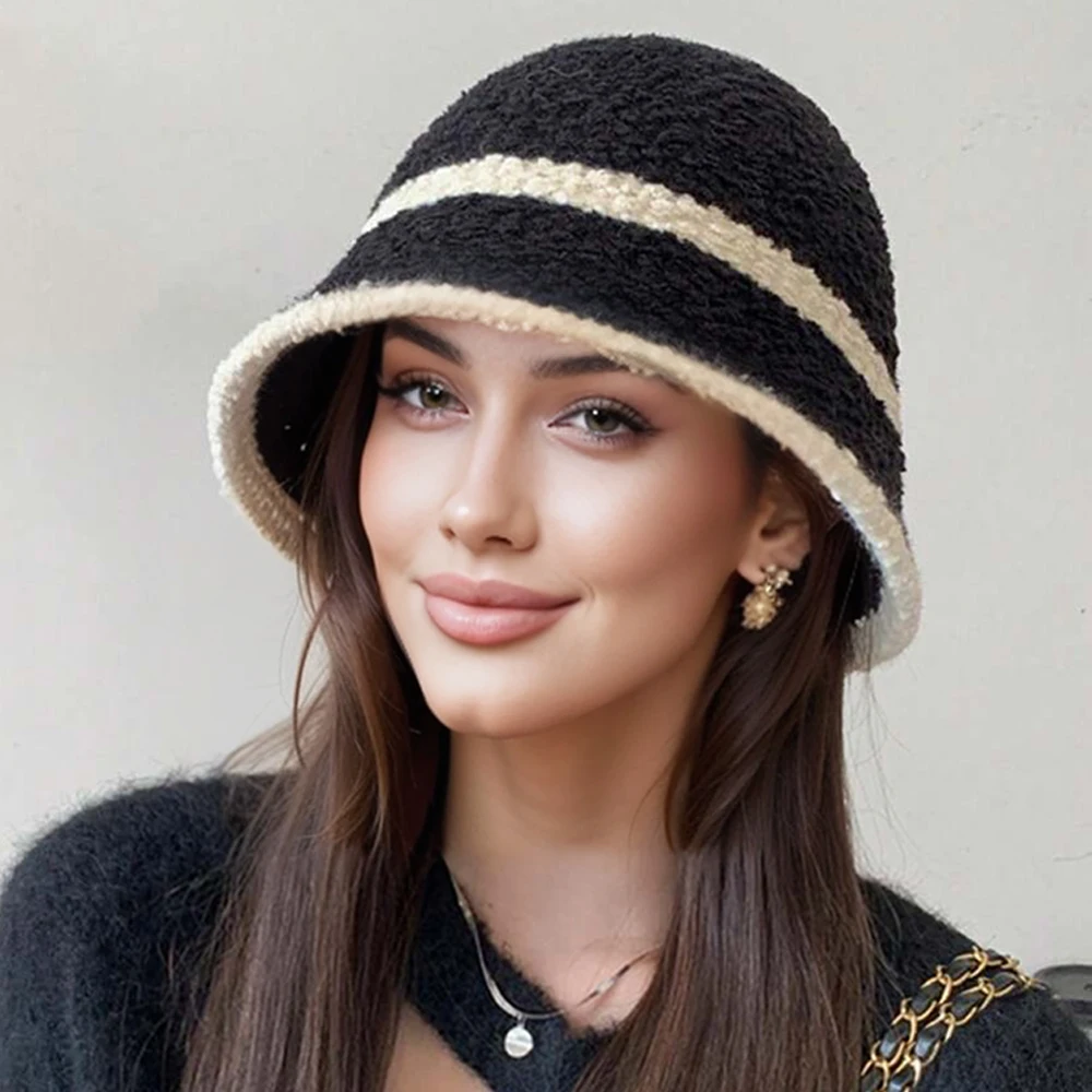 Synthetic Knitted Hat Hair Wigs For Women Black Hat Hair Extension Wigs Cap With Wig Naturally Connect Wig