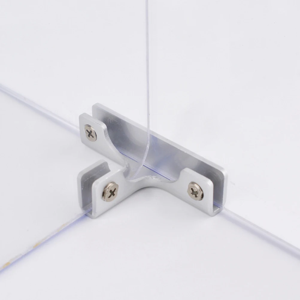 

4 Pcs T-shaped Glass Clip Clamp for Shelf Crimp Cabinet Clips Greenhouse Clamps Silver Angled