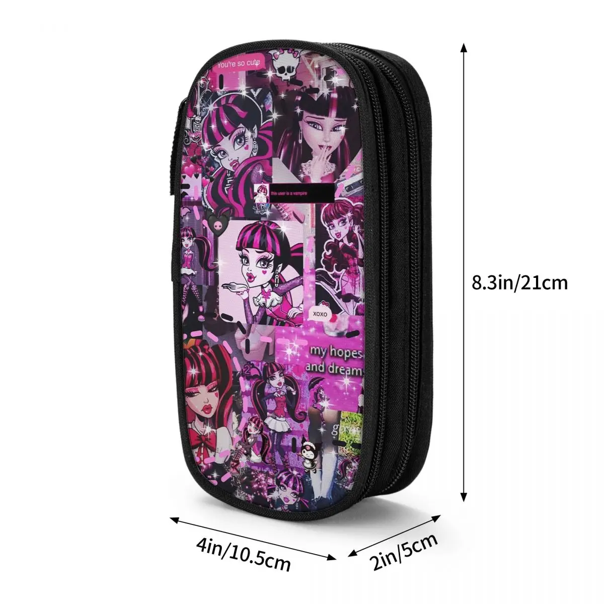 Imagem -06 - Estojo de Lápis Draculaura para Estudantes Grande Bolsa de Armazenamento Papelaria para Estudantes Lápis Monster High Zíper Escolar Fofo Menina