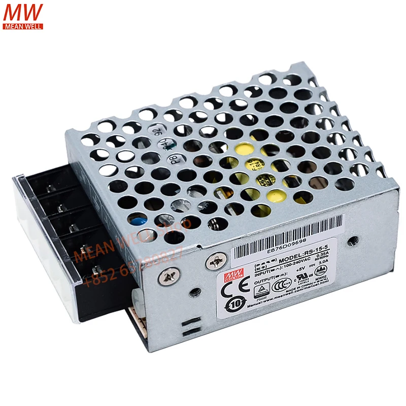 MEAN WELL 15W Single Output Switched Switching Power Supply RS-15-3.3 RS-15-5 RS-15-12 RS-15-15 RS-15-24 RS-15-48 Metal case