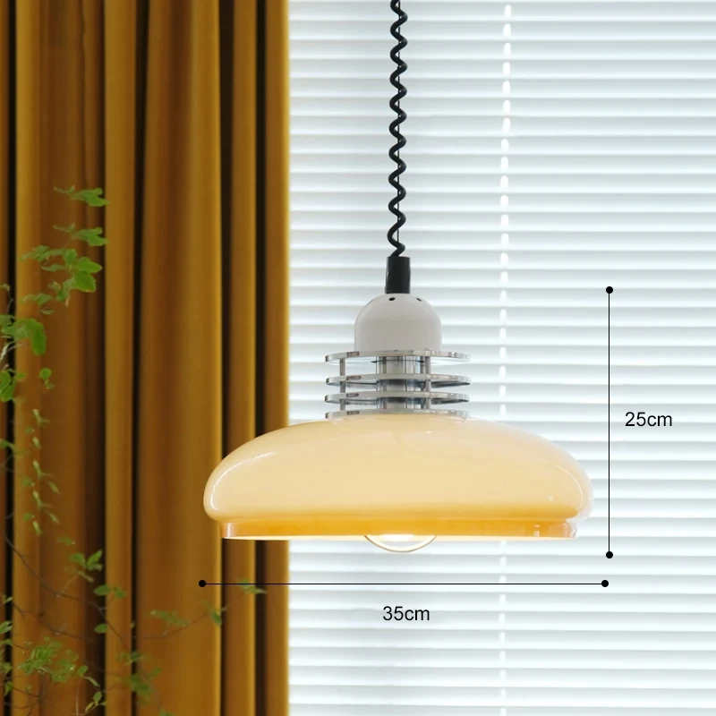 

Bauhaus Cream Medieval Nordic Retractable Pendant Light Retro Bauhaus Restaurant Bar Bedroom Study Pendant Light Chandelier