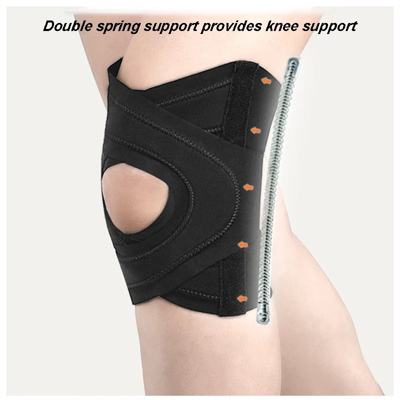 Adjustable Thin Knee Support Patella Joint Pain for Arthritis Patella Knee Strap Protector Knee Pad Double Spring Suppor Fitness