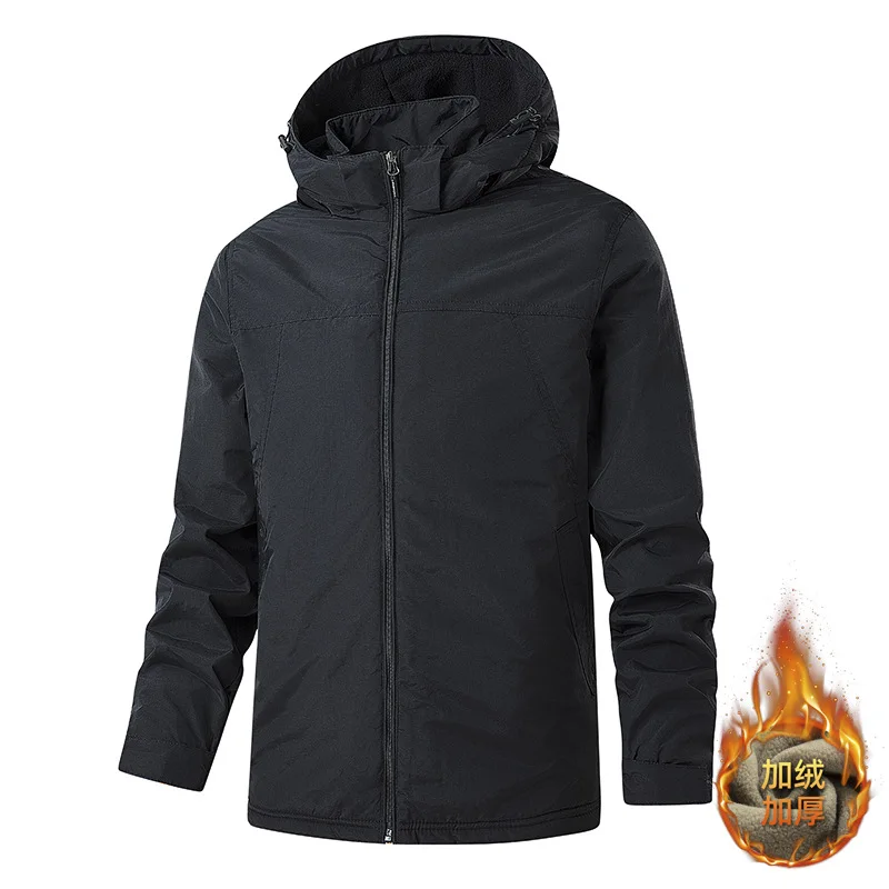 

New Men's Outdoor Fleece-Lined Warm Jacket Waterproof Windproof Plus Size Lightweight Convertible Jacket Coat