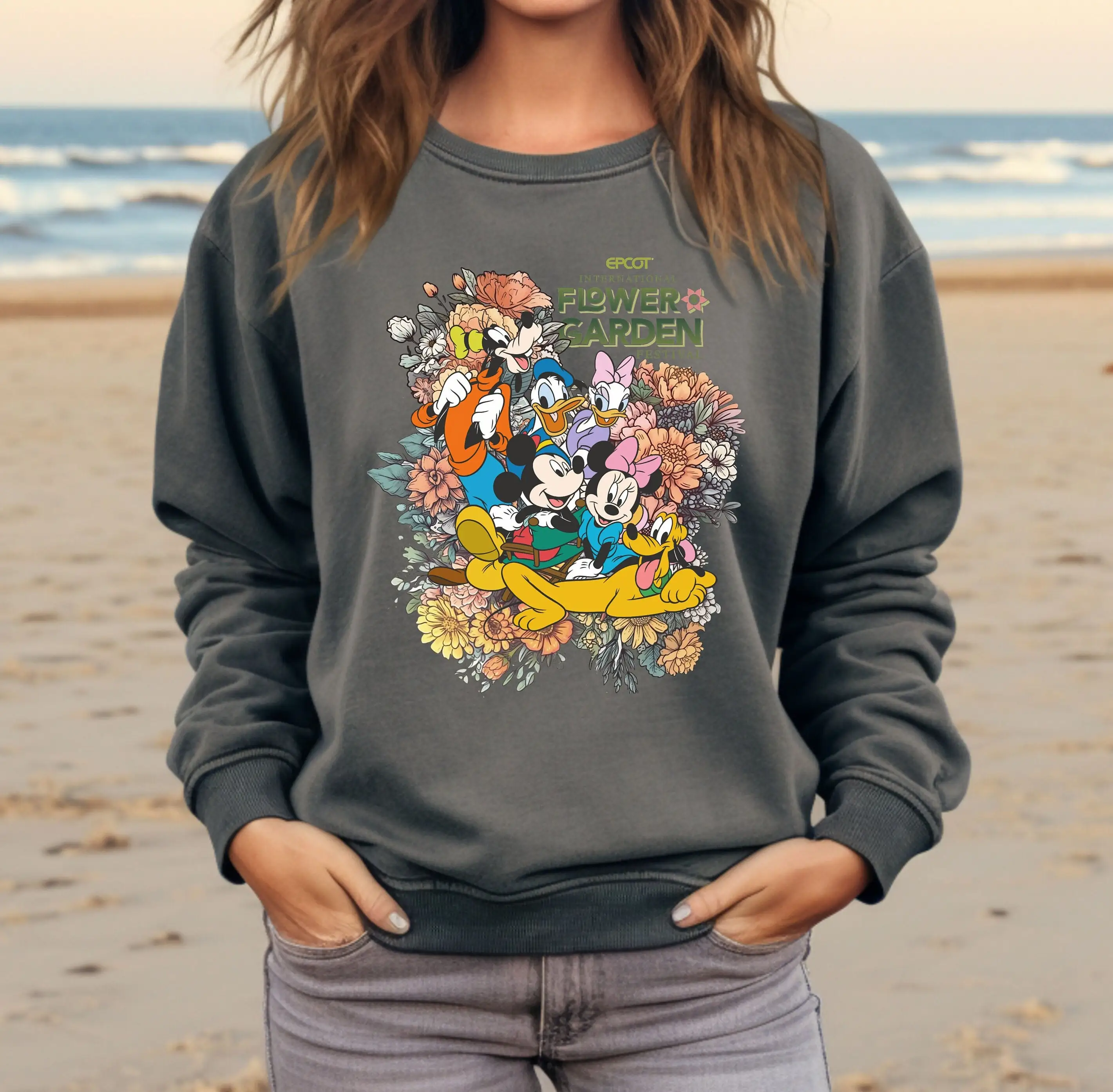 

Epcot International Flower And Garden Festival Sweatshirt, Epcot Center Sweatshirt, Mickey And Friends Floral Sweatshirt