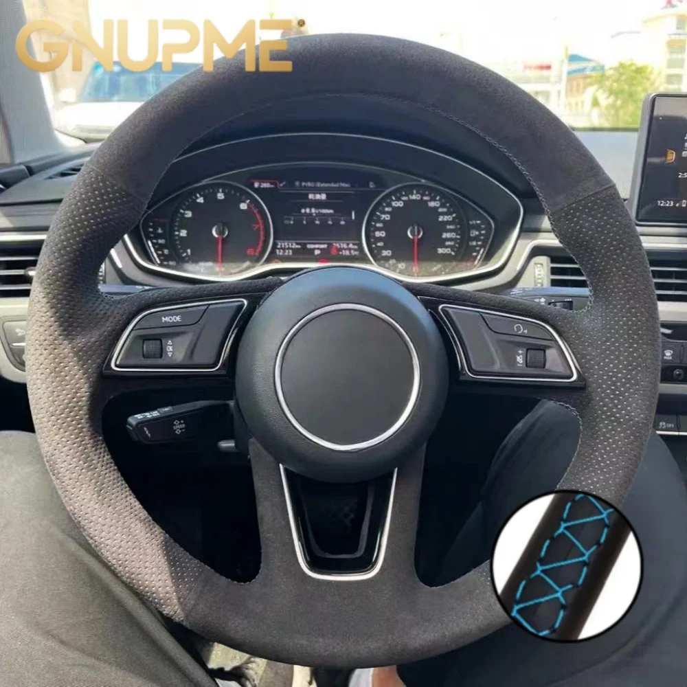 

For Audi A3 2017-2019 A4 2017-2019 A5 2018-2019 S5 Car Steering Wrap Custom Car Steering Wheel Cover Non-Slip Suede Leather