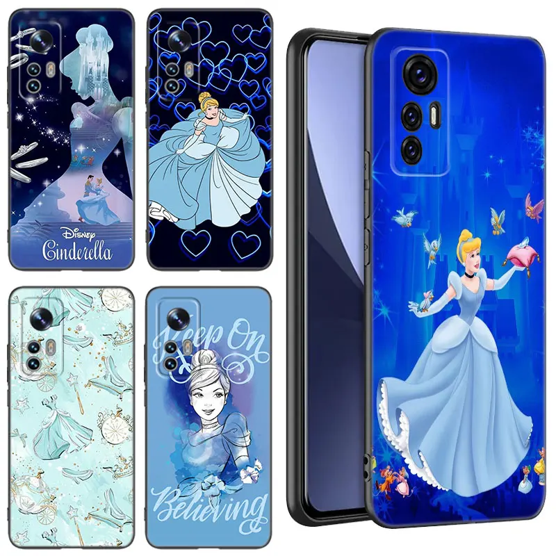 Disney Cinderella Black Silicone Phone Case For Xiaomi Mi 9 SE 8 10T 11 12 13 Lite 9T 11T 12S 12T 13T 14 Pro 5G NE 11i 12X