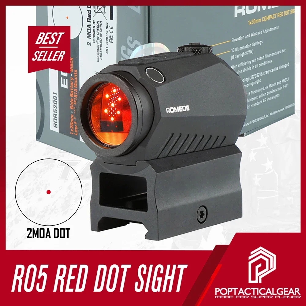 

Спектация лучшего качества Romeo5 1x20 мм 2MOA Red Dot Sight SOR52001 Shake бодрствование IPX7 с оригинальной маркировкой