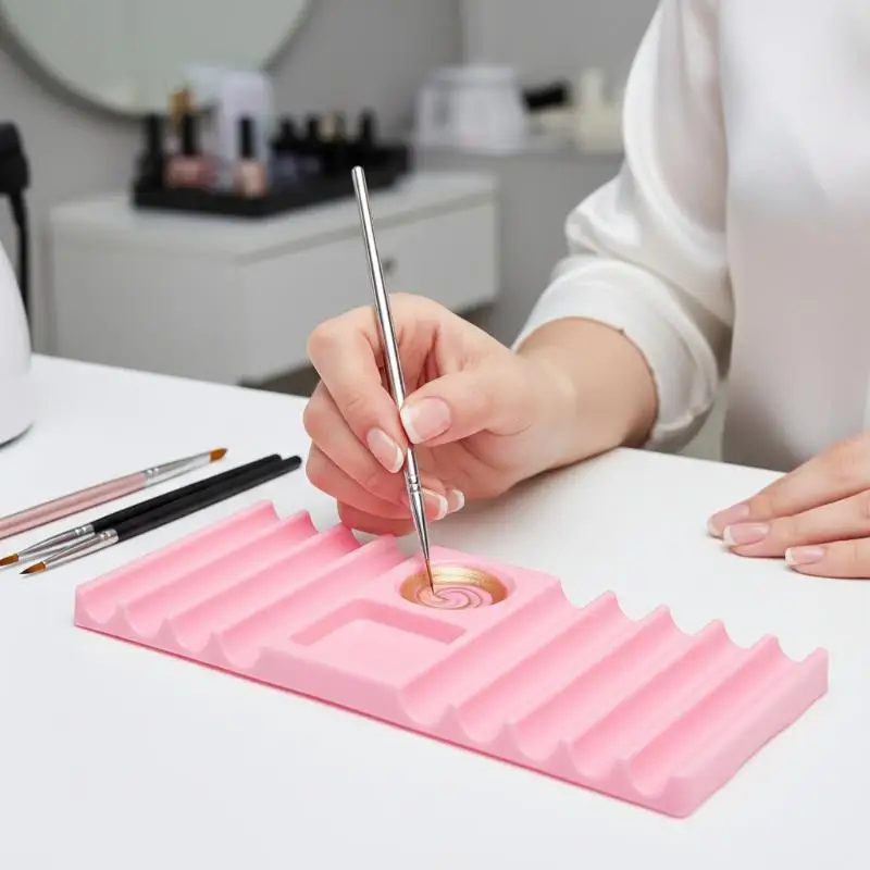 

1PCS 10-Compartment Brush Stand With Color Palette Organize And Display Manicure Tool Plastic Multi-purpose Nail Art Pen Holder
