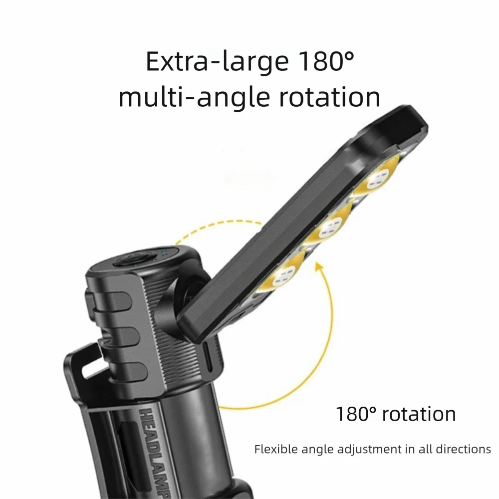 

6-Modes Dimming Handheld Worklight 180-Degree Rotation USB Rechargeable Portable Gym Lamp Waterproof Design Foldable Portable