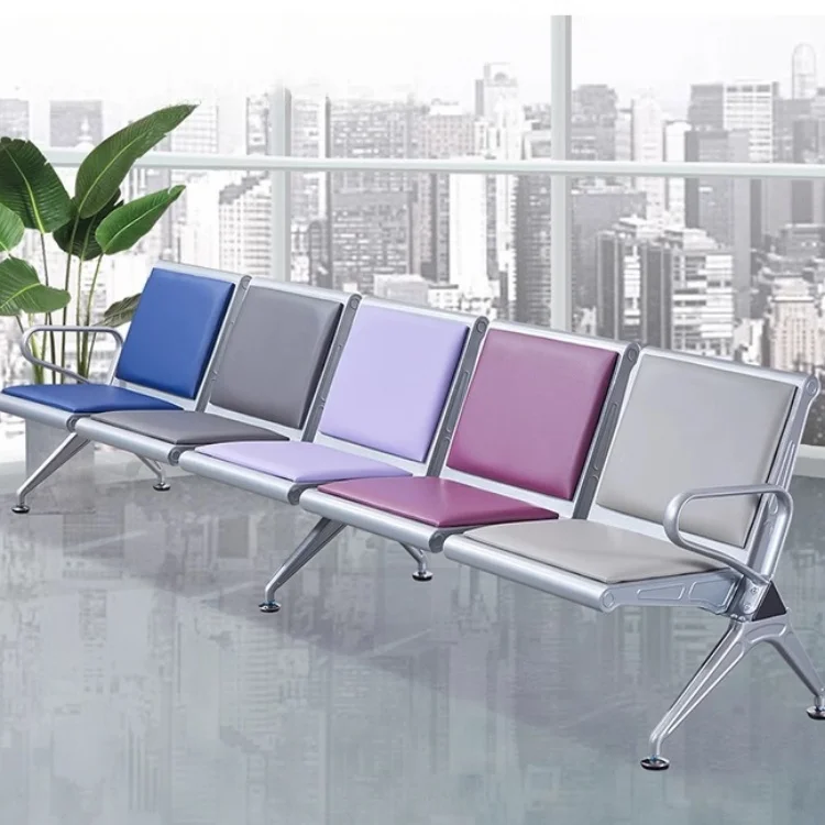 Hospital Waiting Bench Pu Row Link Chairs With Pu Cushion Seating Waiting Chair 4 Seater Airport Chair