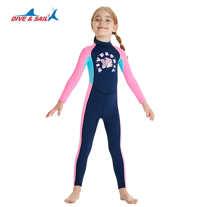 Children\'s Sunscreen Swimsuit Quick Drying Long Sleeved One Piece Sun Protection Diving Suit Floating Swimming Surfing Wetsuit