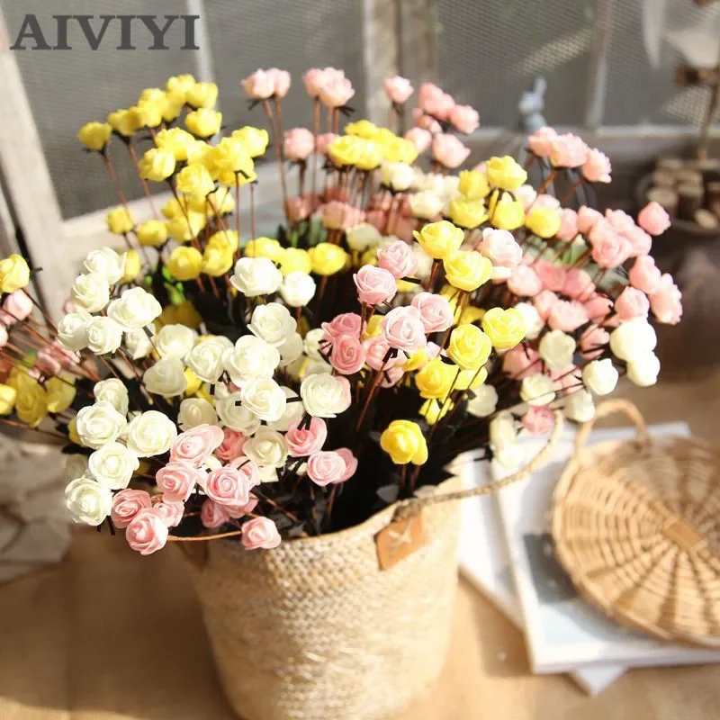 1pc/Bag 15 Head Small Rose Bubble Simulation Flower For Festive Party Supplies Artificial Decorations Artificial Dried Flowers