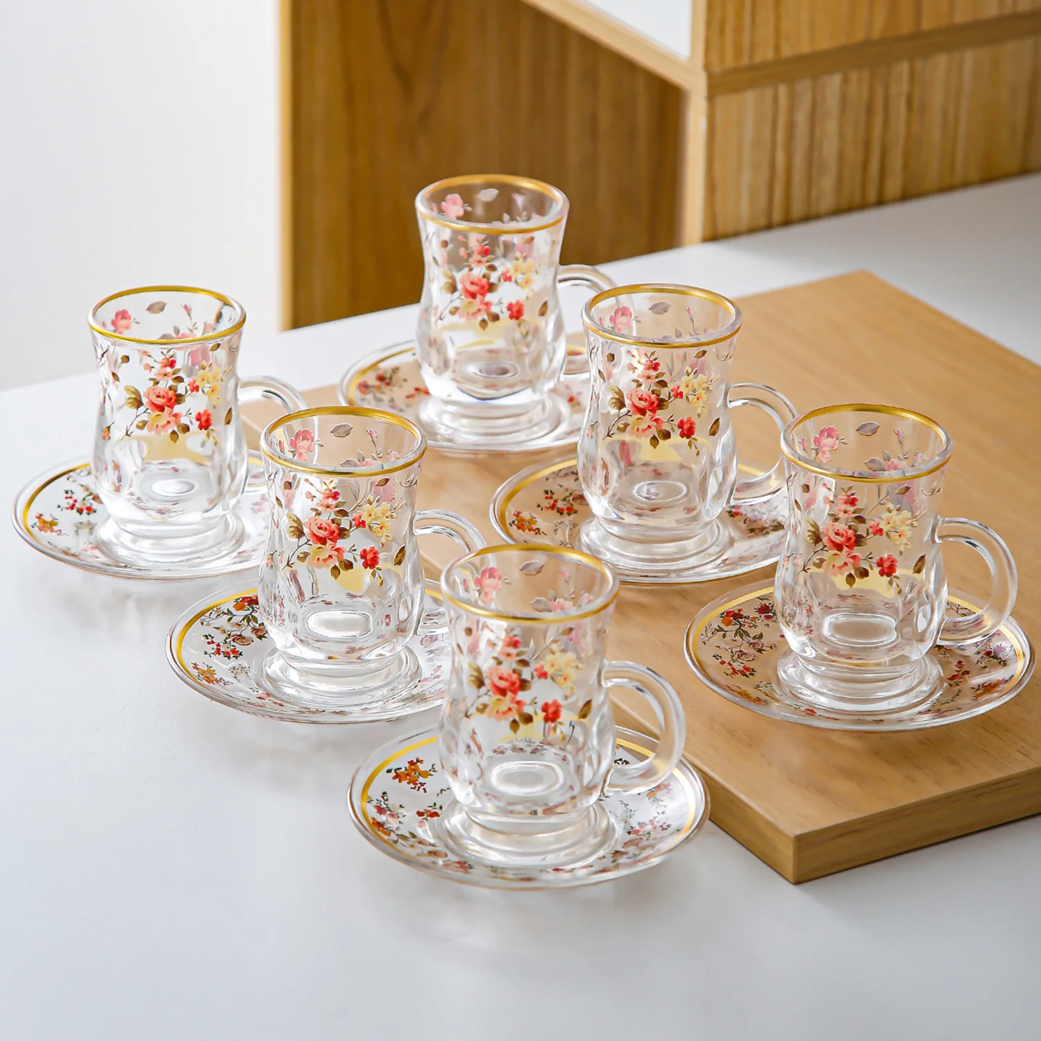 HYS light luxury Phnom Penh ceramic coffee cup set European retro home afternoon tea set 6 cups 6 plates combination