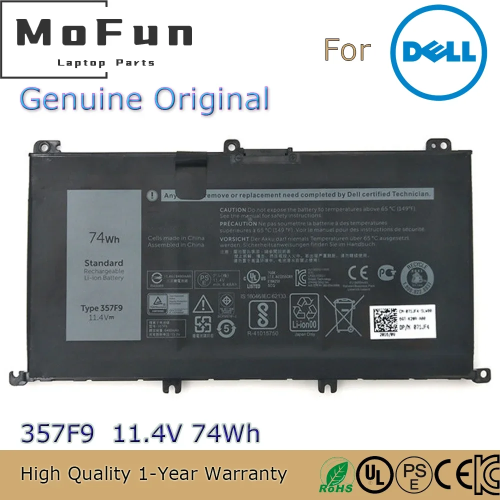 

Brand New Original 357F9 11.4V 74Wh Laptop Battery For Dell Inspiron 15 7000 5576 7566 7559 71JF4 P65F001 etc.