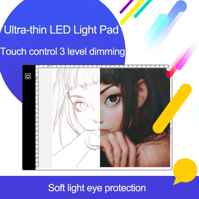 A4 Diamond Drawing Light Board, Ultra-Thin LED Tracking Light Box, Level 3 Brightness Light Box for Painting, Drawing