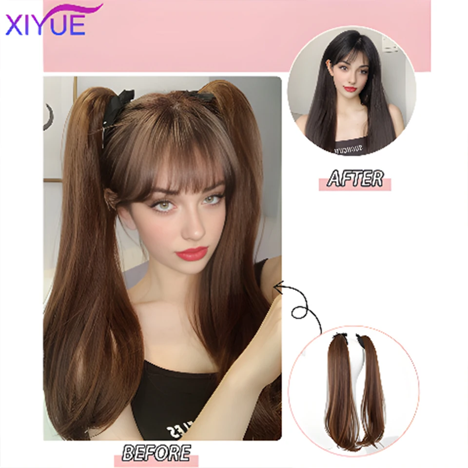 XIYUE Synthetic Hair Fiber Heat-Resistant Curly Hair With Ponytail Fake Hair Chip-in Hair Extensions Pony Tail Wig With braids