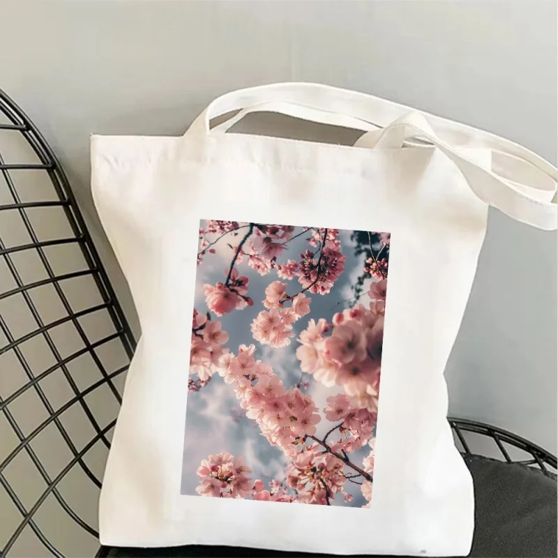 

Spring Sakura Canvas Bag Tote Bag Shoulder Bag Handbag Floral Graphic Cute Tote For Daily Use Eco Friendly Shopping Bag