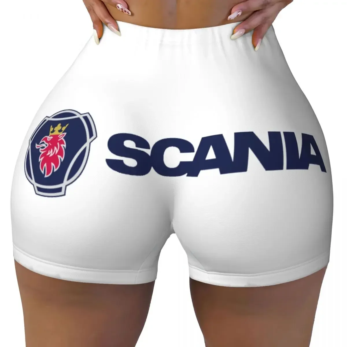 

Scanias Logo Printing Biker Running Workout Shorts Women Athletic Gym Yoga Shorts Fashionable Tight and Sexy Shorts