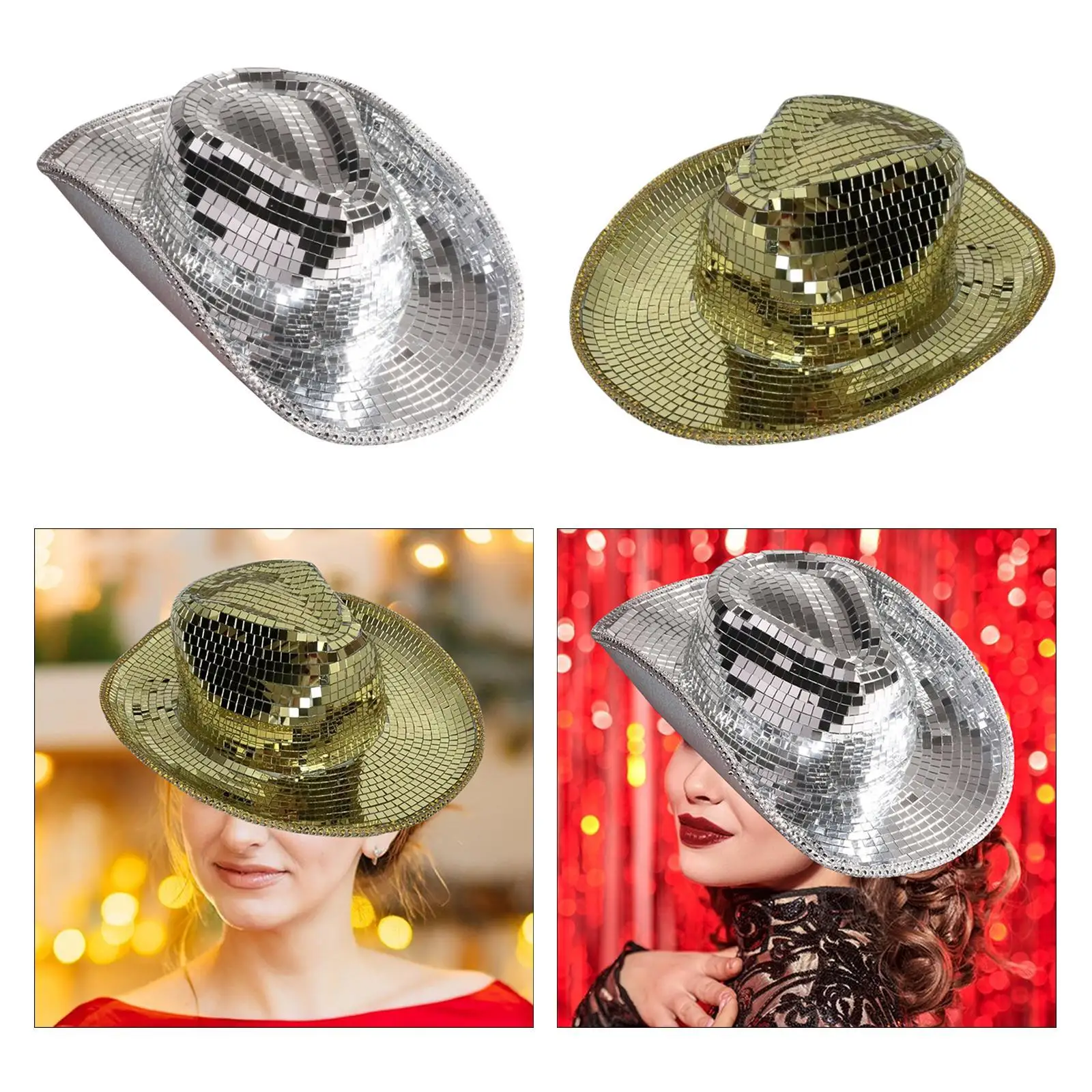 

Western Cowboy Hat Lightweight Adults Glitter Stylish Casual Women Men Sunhat
