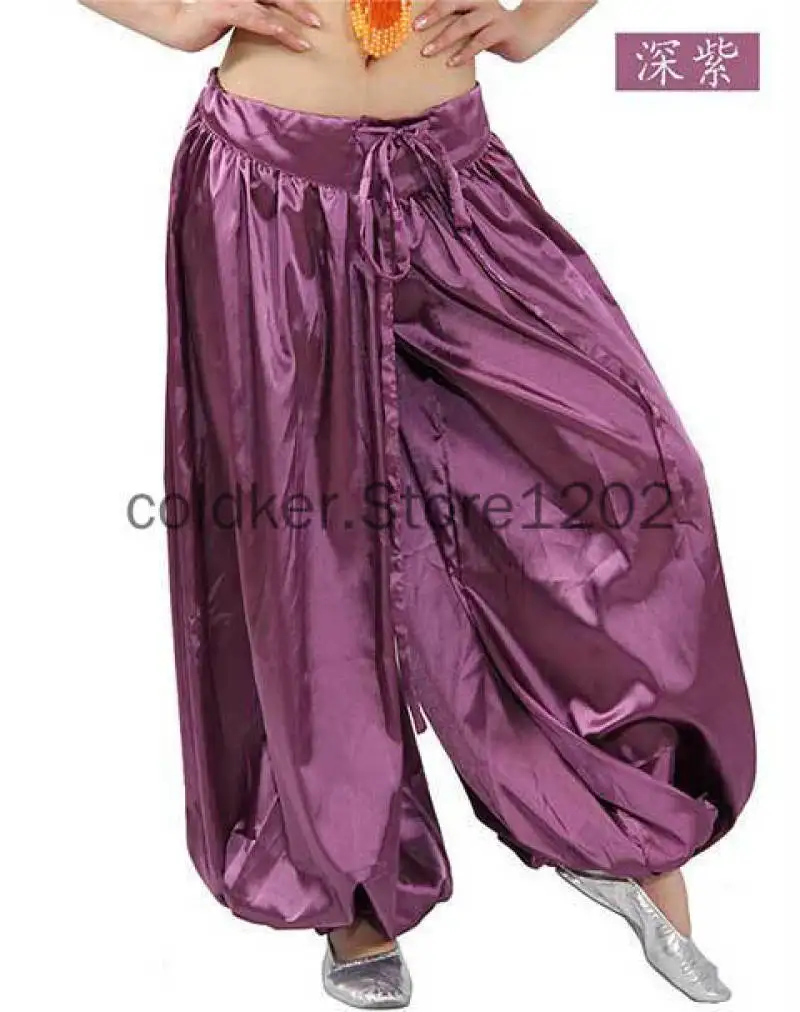 Sexy Satin Halloween Belly Dance Tribal Harem Pants Bellydance Pants Egyptian Lantern Pants For Christmas Loose Trousers