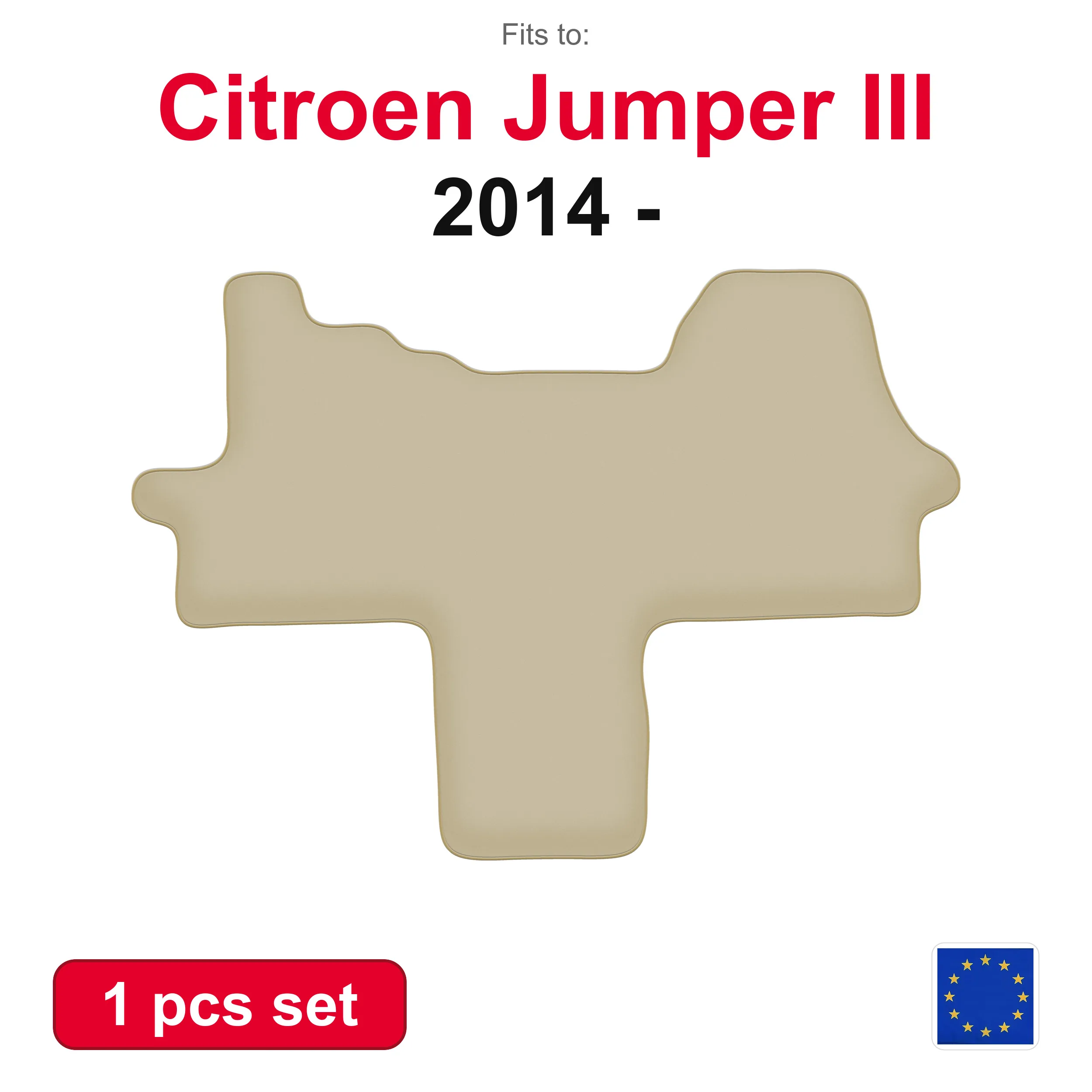 PREMIUM-Autofußmatten aus Velours für Citroen Jumper III Lieferfahrzeug (2014 -) – beige, passgenau (1 Stück), passgenaues Autofußmatten-Set