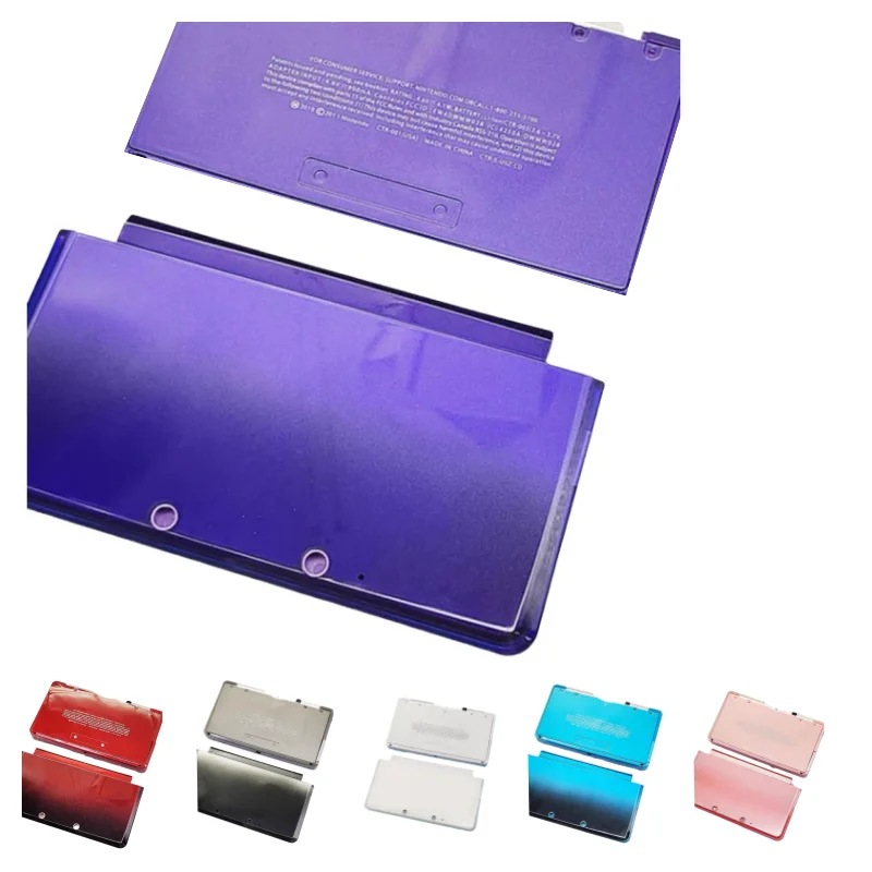 For 3DS Console Replacement Case New Front Back AE Part Shell For 3DS Upper Faceplate and Bottom Cover With Logo Purple