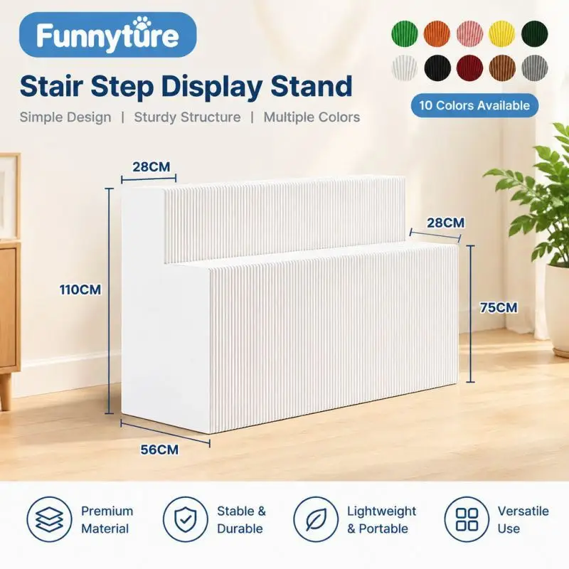 Folding Display Stand 3-Tier Multi-Level Showcase Rack Space Saving Jewelry Bag Exhibit Shelf White 2M
