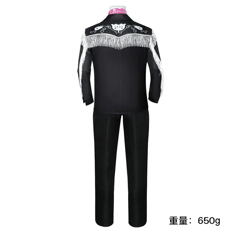 Movie Ryan Gosling Ken Cosplay Costume Retro Black Embroidery Tassels Shirt Men Stage Performance Halloween Party Clothes