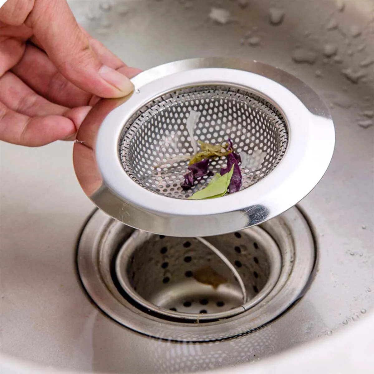 

Stainless Steel Kitchen Sink Strainer Oval Drain Mesh Basket Anti Block Rust Resistant Filter Catch Hair Residue