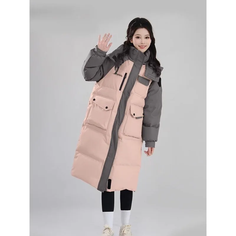 

Женская осенне-зимняя стеганая куртка-пуховик, верхняя одежда, дизайнерский стиль, лоскутная, с цветовыми блоками, свободного кроя, утолщенная, удлиненная