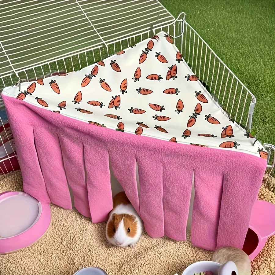 Washable Small Pet Hideaway—Comfortable Corner Hammock Tent with Carrot Pattern Design, Suitable for Hamsters, Ferrets, Rabbits, Guinea Pigs, Sugar Gliders, and Hedgehogs—Durable Fabric Play and Resting Den 3