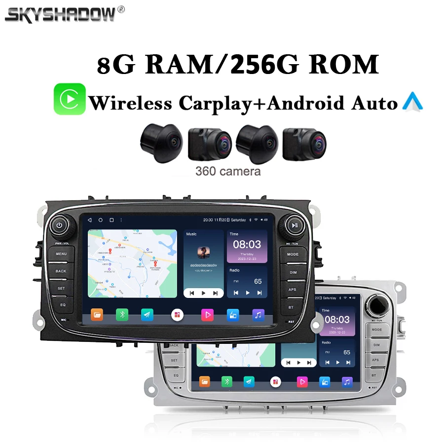 8G + 256G Carplay Auto Android 13,0 DSP IPS reproductor de DVD para coche GPS WIFI Bluetooth Radio para Ford Mondeo Tourneo Tránsito S-max Focus