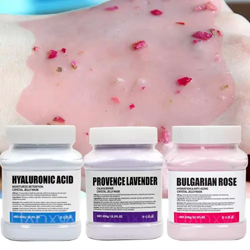 Imagen 1 del producto Mascarilla facial de gelatina de rosas, mascarilla exfoliante de hidrogel hidratante para una piel nutritiva y brillante con efecto suavizante, fórmula en polvo a gel