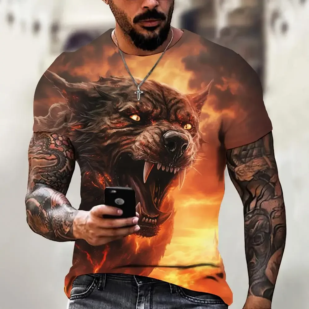 Wolf T-Shirt 3d Digital Animal Print Graphic camisa hombre Causal Tees Short Sleeves Comfortable Pullover Tops Men\'s Clothing