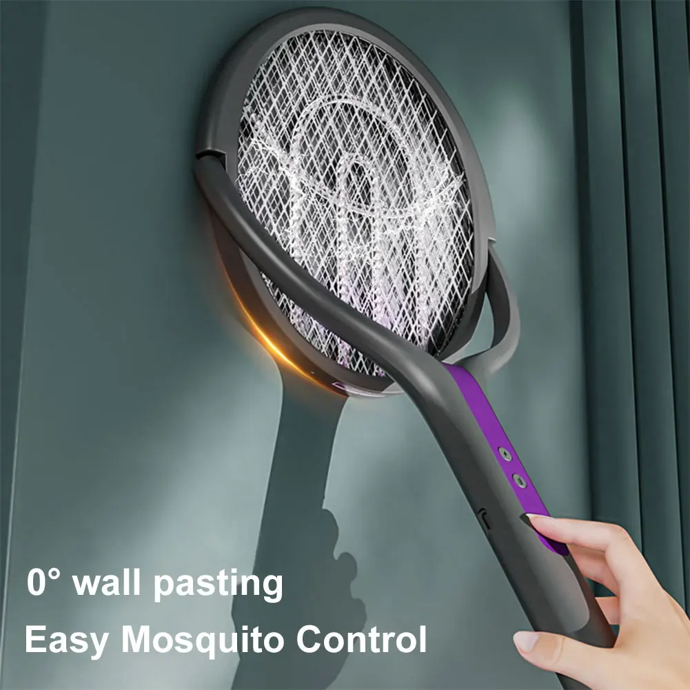 

Rotating Head Bug Zapper Racket Rechargeable Electric Fly Swatter Fly Killer and Mosquito Trap Lamp for Indoor Outdoor