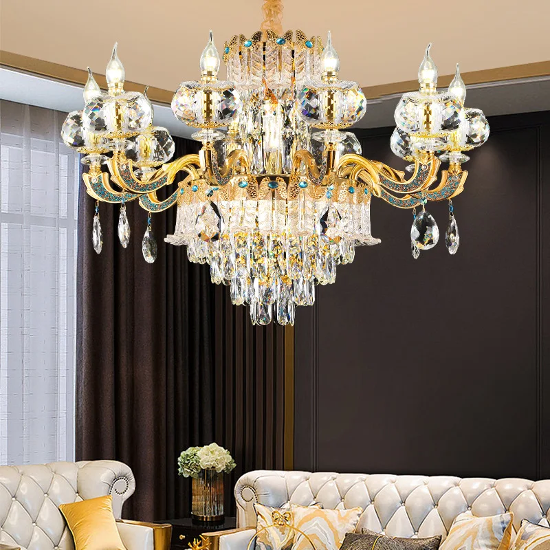 

European-style high-grade crystal new luxury atmosphere living room dining room duplex chandelier