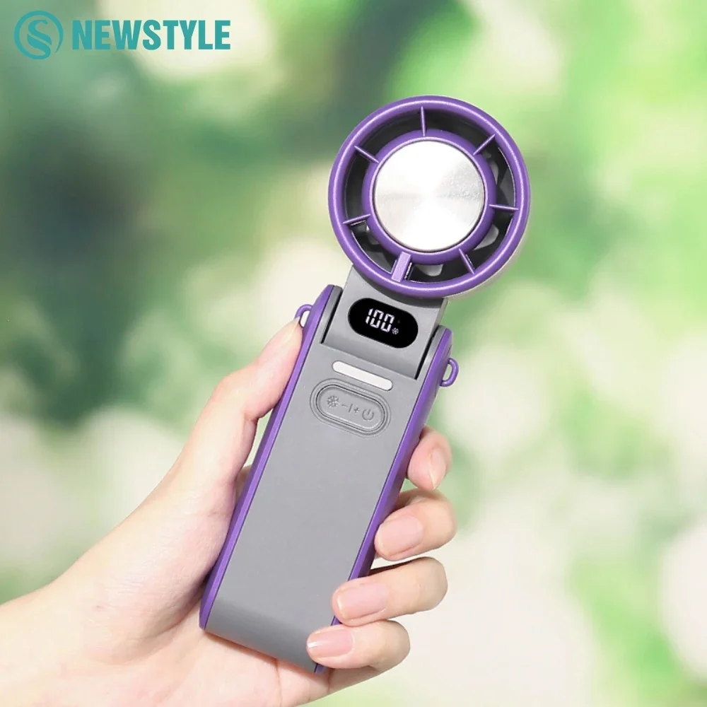 

Ручной воздушный холодный вентилятор 3600 мАч USB перезаряжаемый уличный мини-вентилятор охлаждения с 100-скоростным ветром и холодным сжатием складной настольный вентилятор