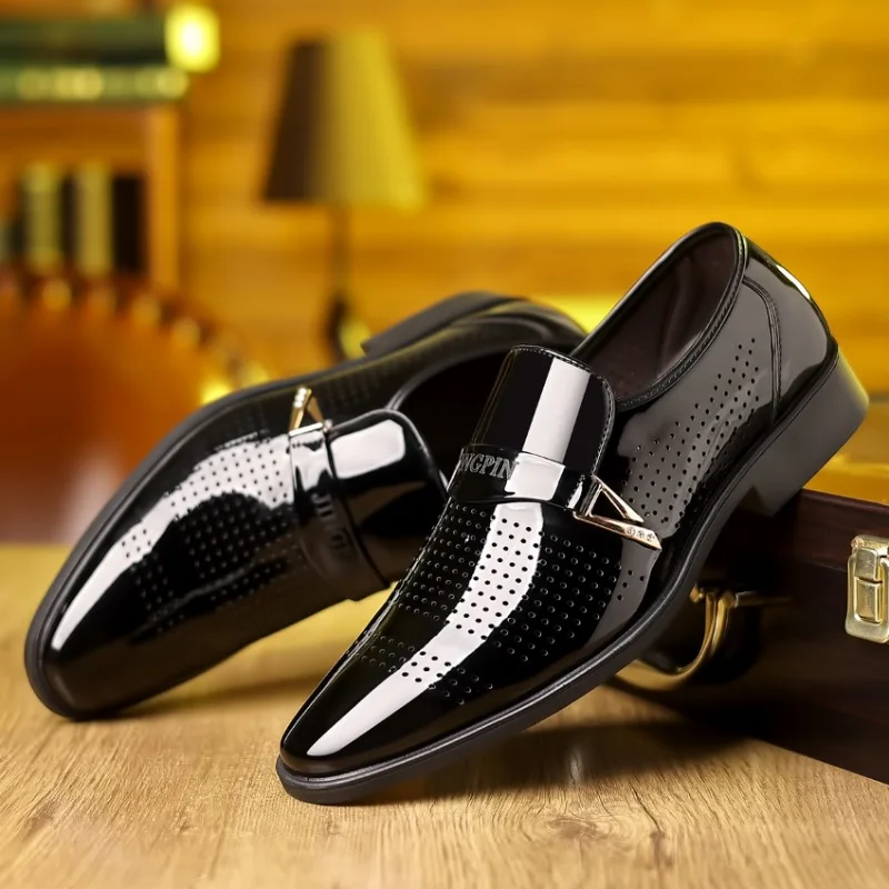 

Men's work business leather shoes Korean version trendy pointed breathable mesh casual formal leather shoes explosive size 39-48