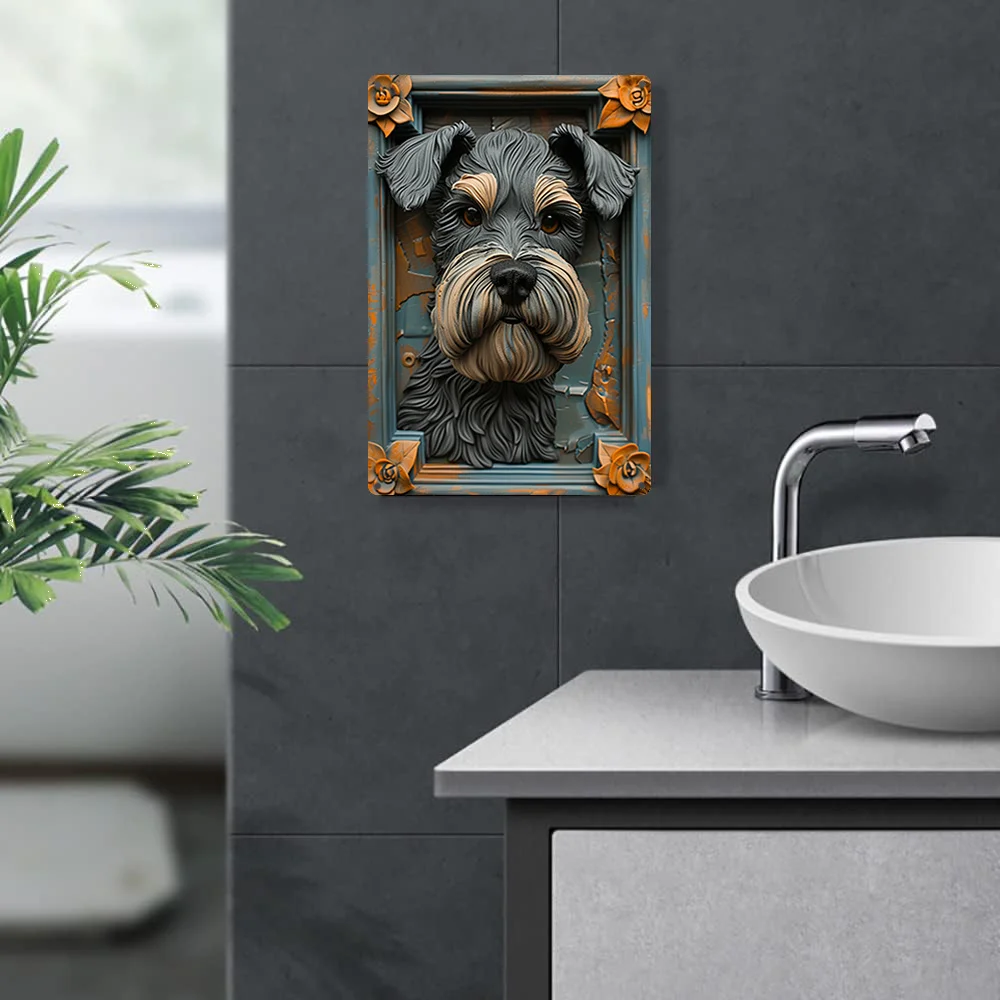 Miniature Schnauzer 2D Effect Sign, Moisture-Resistant Wall Art for Home, Gym, Garden - Durable Outdoor Decor, Father's Day Gift